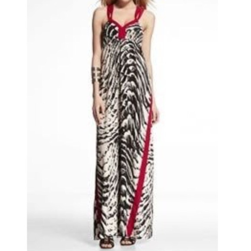 NWT Express Black & White Print with Red Trim Maxi